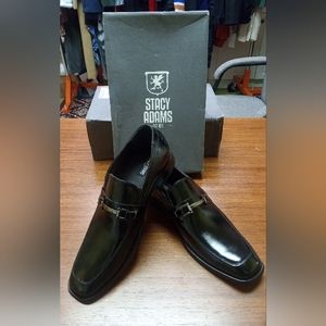 Mens Stacy Adams Black Leather Slip-On Loafer Size 8.5M Style# 20133-001